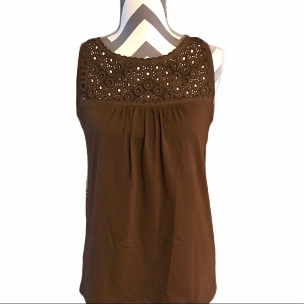 Jones New York SMALL Sleeveless Brown Top NWT
